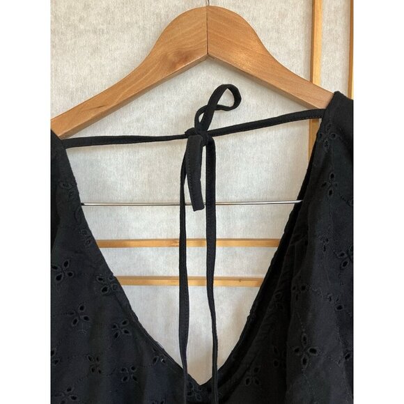 ASOS Design Black Eyelet Dress, NWoT, VNeck, Sz6 Tall, Beach, Boho - Picture 9 of 10